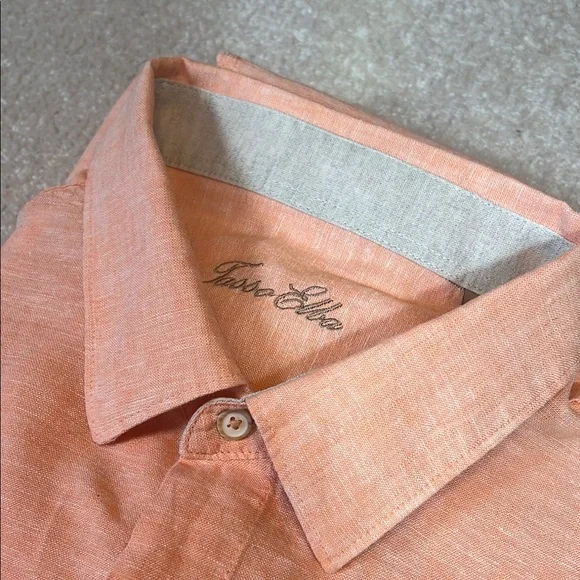 Tasso‎ Elba Orange Casual Button Down Shirt linen/cotton blend - Picture 8 of 8